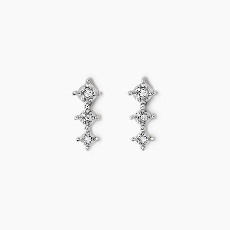 Boucles D'oreilles Puces Ganesha Or Blanc Diamant - Puces Femme | Marc Orian