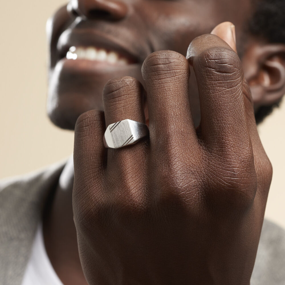 Chevalière Daniel Argent Blanc - Bijoux personnalisés Homme | Marc Orian