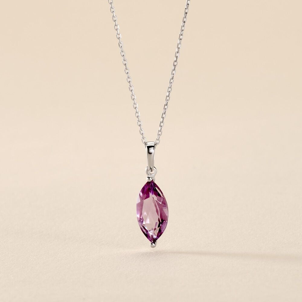 Collier Or Blanc Raquel Améthyste - Colliers avec pierres Femme | Marc Orian