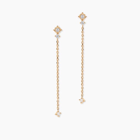 Boucles D'oreilles Pendantes &eacute;clat Perl&eacute; Plaqu&eacute; Or Oxyde De Zirconium - Pendantes Femme | Marc Orian