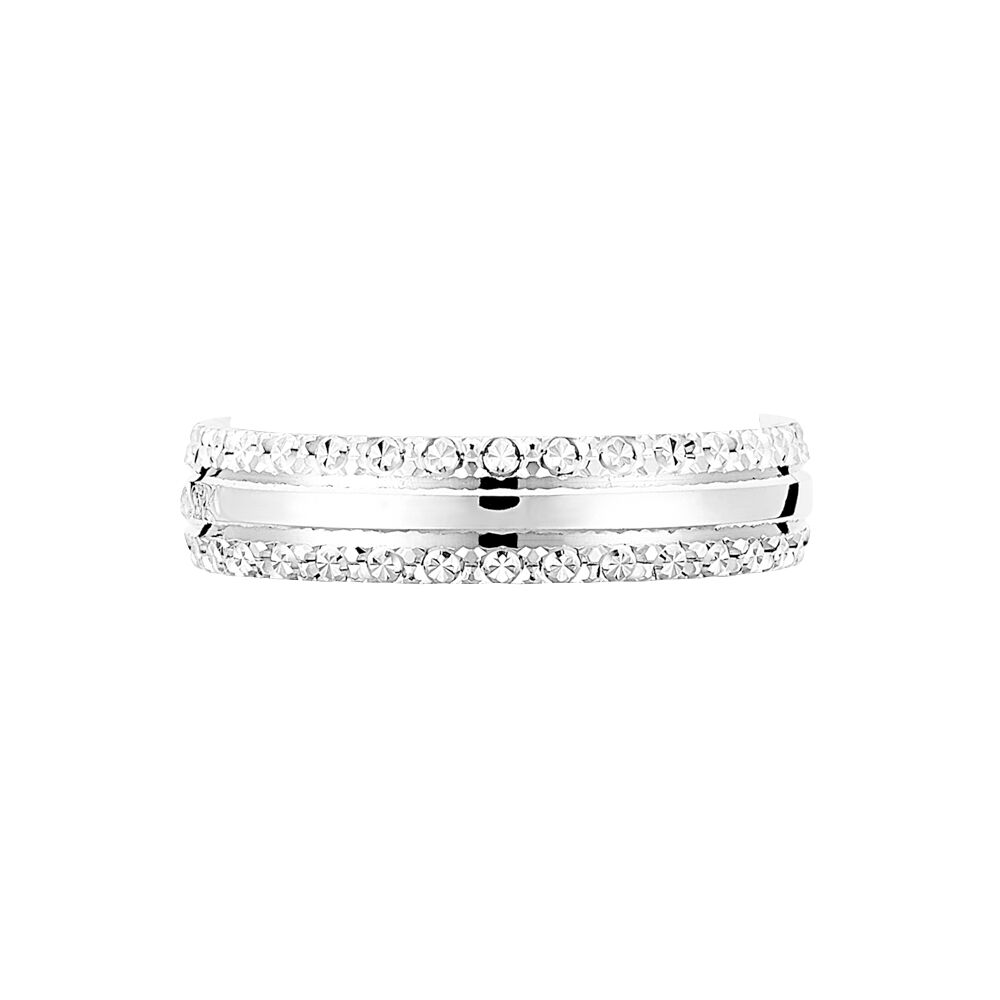 Alliance June 2 Rangs Diamantee Ruban Plat Or Blanc - Alliances duo Unisex | Marc Orian