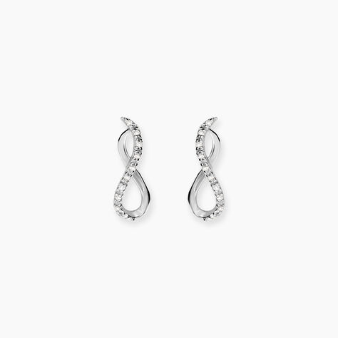 Boucles D'oreilles Puces Samy Or Blanc Diamant - Puces Femme | Marc Orian