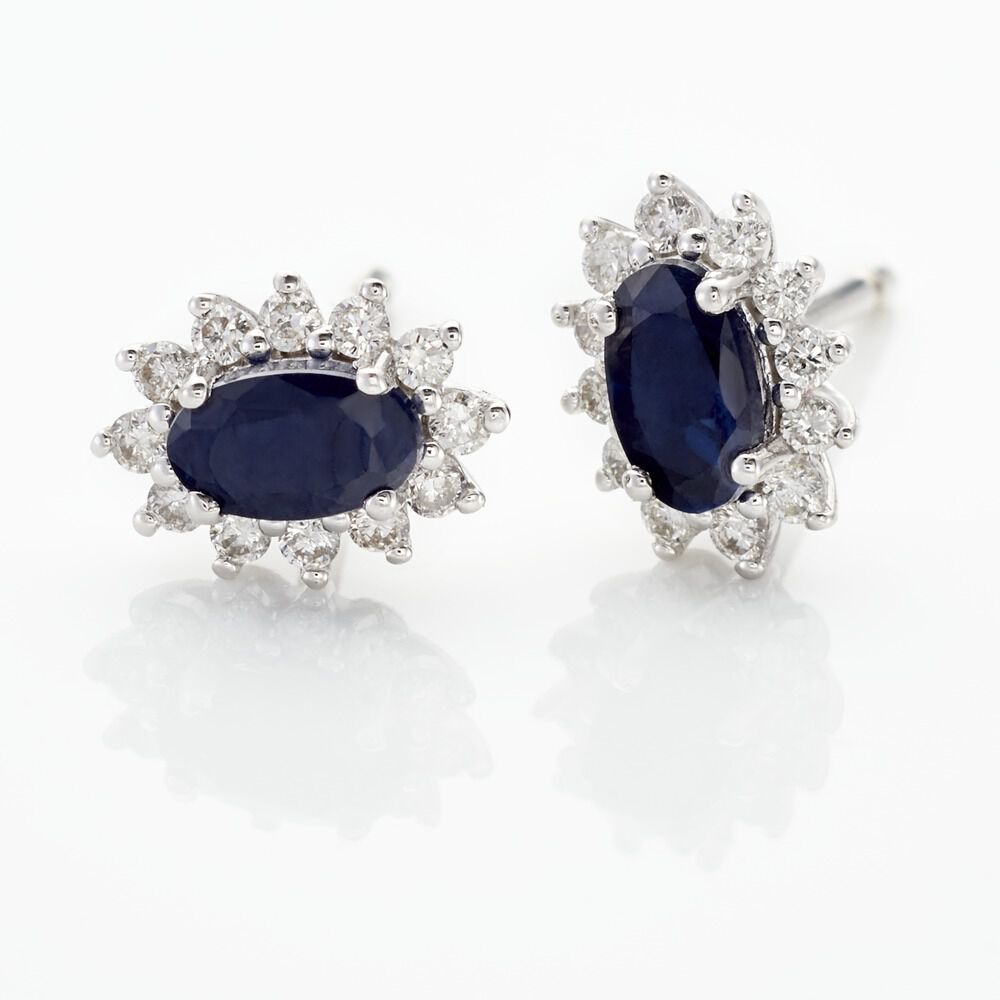 Boucles D'oreilles Puces Vladimir Or Blanc Saphir Diamant -  Femme | Marc Orian