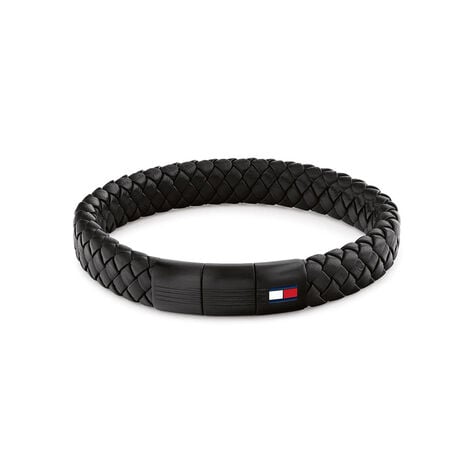 Bracelet Tommy Hilfiger Round Braided Cuir De Veau Noir - Bracelets cuir Homme | Marc Orian