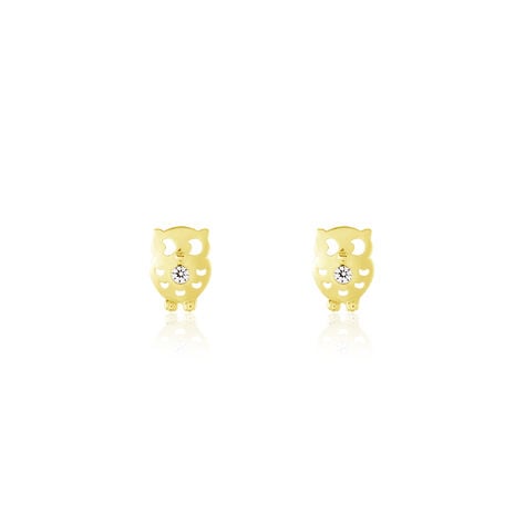 Boucles D'oreilles Puces Helois Hibou Or Jaune Oxyde De Zirconium - Puces Femme | Marc Orian