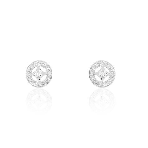 Boucles D'oreilles Puces Nour-imen Or Blanc Diamant - Boucles d'oreilles mariage Femme | Marc Orian