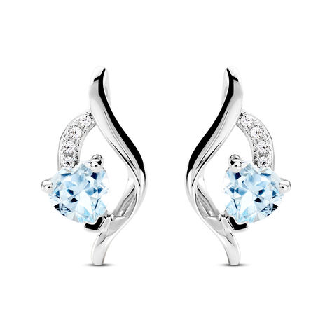 Boucles D'oreilles Puces Silucia Or Blanc Topaze Oxyde De Zirconium - Puces Femme | Marc Orian