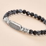 Bracelet Philo Acier Blanc Obsidienne Pierre De Lave - Bracelets cha&icirc;nes Homme | Marc Orian