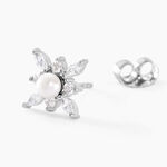 Boucles D'oreilles Puces Rhoda Argent Blanc Perle De Culture Oxyde - Puces Femme | Marc Orian