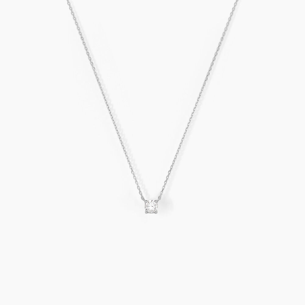 Collier Or Blanc Aphrodite Diamant - Colliers solitaires Femme | Marc Orian