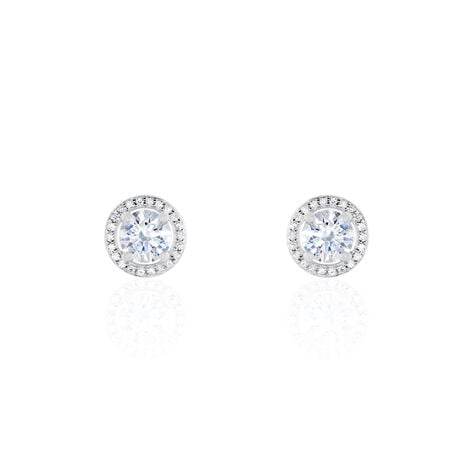 Boucles D'oreilles Puces Stelila Or Blanc Oxyde De Zirconium - Puces Femme | Marc Orian