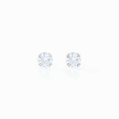 Boucles D'oreilles Puces Eddie Or Blanc Oxyde De Zirconium - Clous d'oreilles Femme | Marc Orian