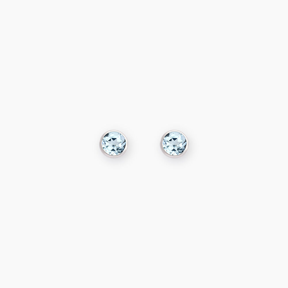Boucles D'oreilles Puces Edy Serti Clos Or Blanc Topaze - Puces Femme | Marc Orian