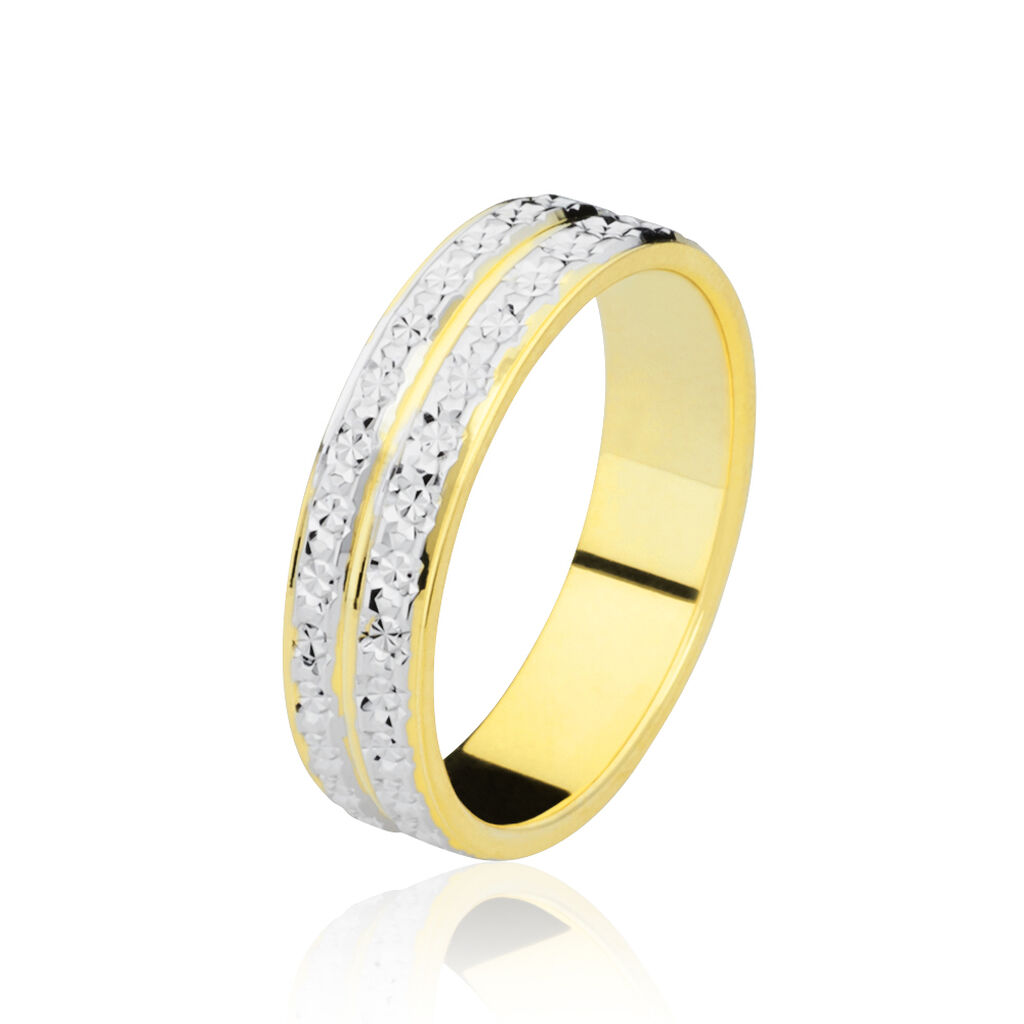 Alliance Grain De Folie Diamantee Ruban Plat Or Bicolore - Alliances duo Unisex | Marc Orian