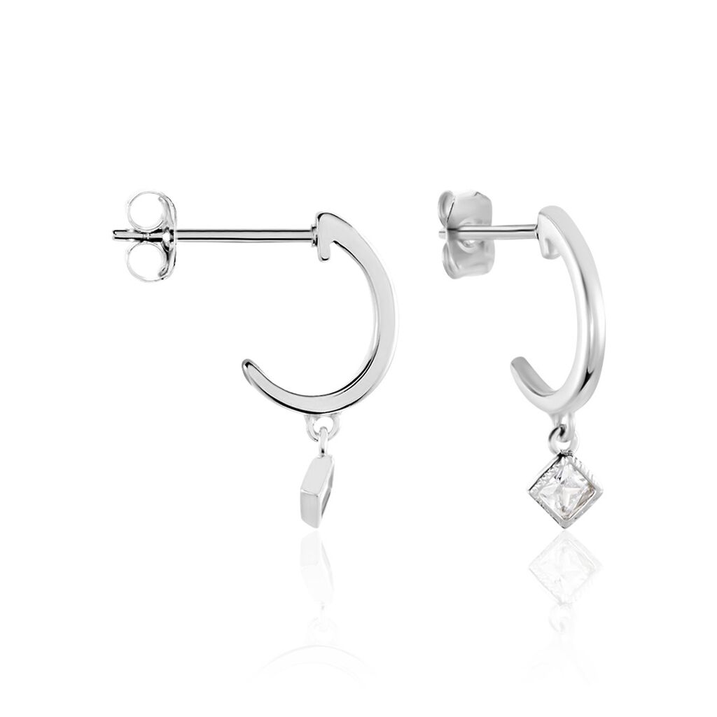 Créoles Ouvertes Argent Oxydes De Zirconium - Boucles d'oreilles pampille Femme | Marc Orian