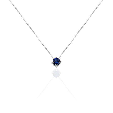 Collier Dwight Argent Blanc Oxyde De Zirconium Bleu - Colliers solitaires Femme | Marc Orian