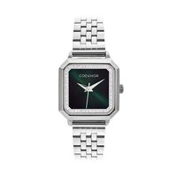 cadran argenté fond vert bracelet acier argenté