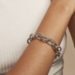 Bracelet Aelia Maille Alternee Acier Blanc - Bracelets cha&icirc;nes Femme | Marc Orian