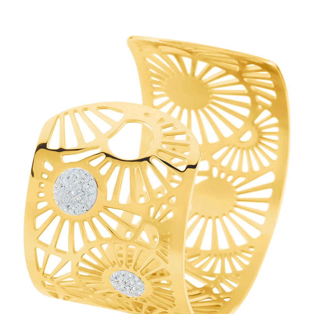 Bracelet Jonc Imagine Florette Strass Acier Jaune Strass - Bracelets Pierre Femme | Marc Orian