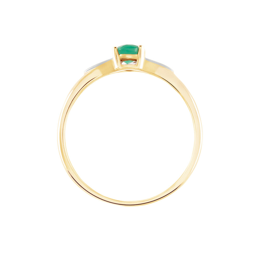 Bague Solitaire Ludmilla Or Jaune Emeraude Et Diamant - Bagues vintage Femme | Marc Orian