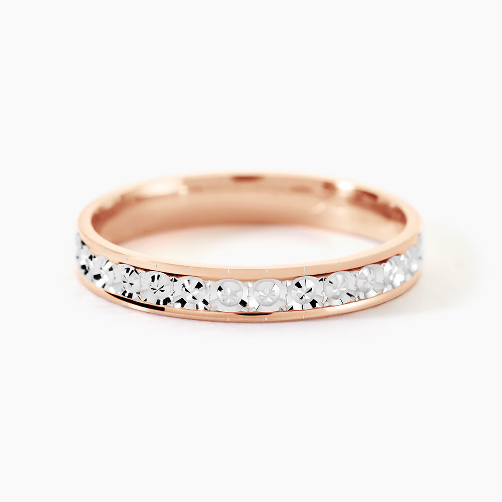 Alliance Fantaisie Diamantee Ruban Plat Or Bicolore - Alliances personnalis&eacute;es Unisex | Marc Orian