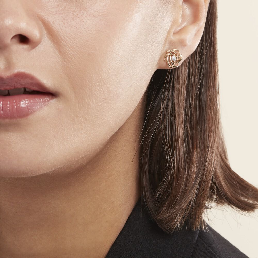 Boucles D'oreilles Puces Or Jaune Abidemi Diamants - Puces Femme | Marc Orian