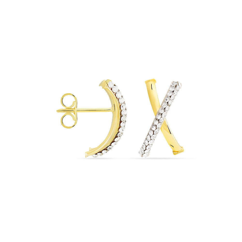 Cr&eacute;oles Bleona Croisees Or Jaune Strass - Cr&eacute;oles Femme | Marc Orian