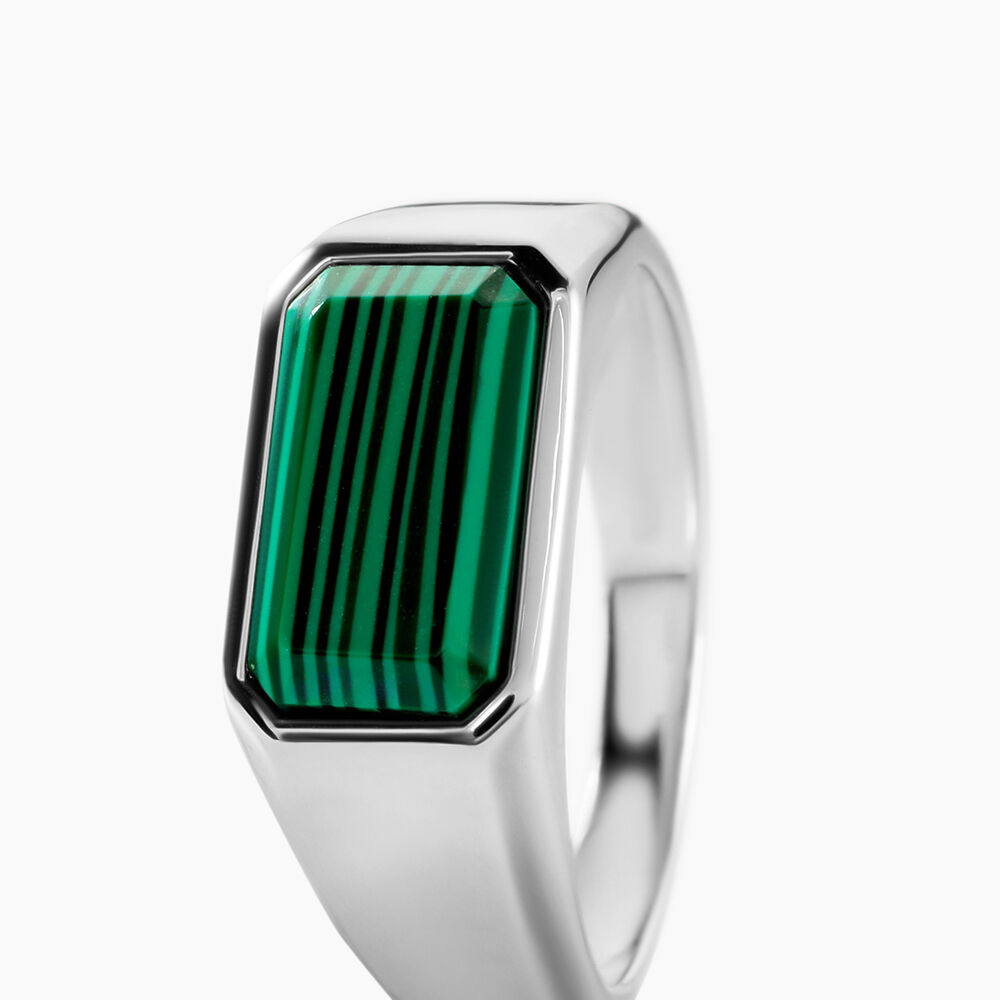 Chevali&egrave;re Stones Argent Blanc Malachite - Chevali&egrave;res Homme | Marc Orian
