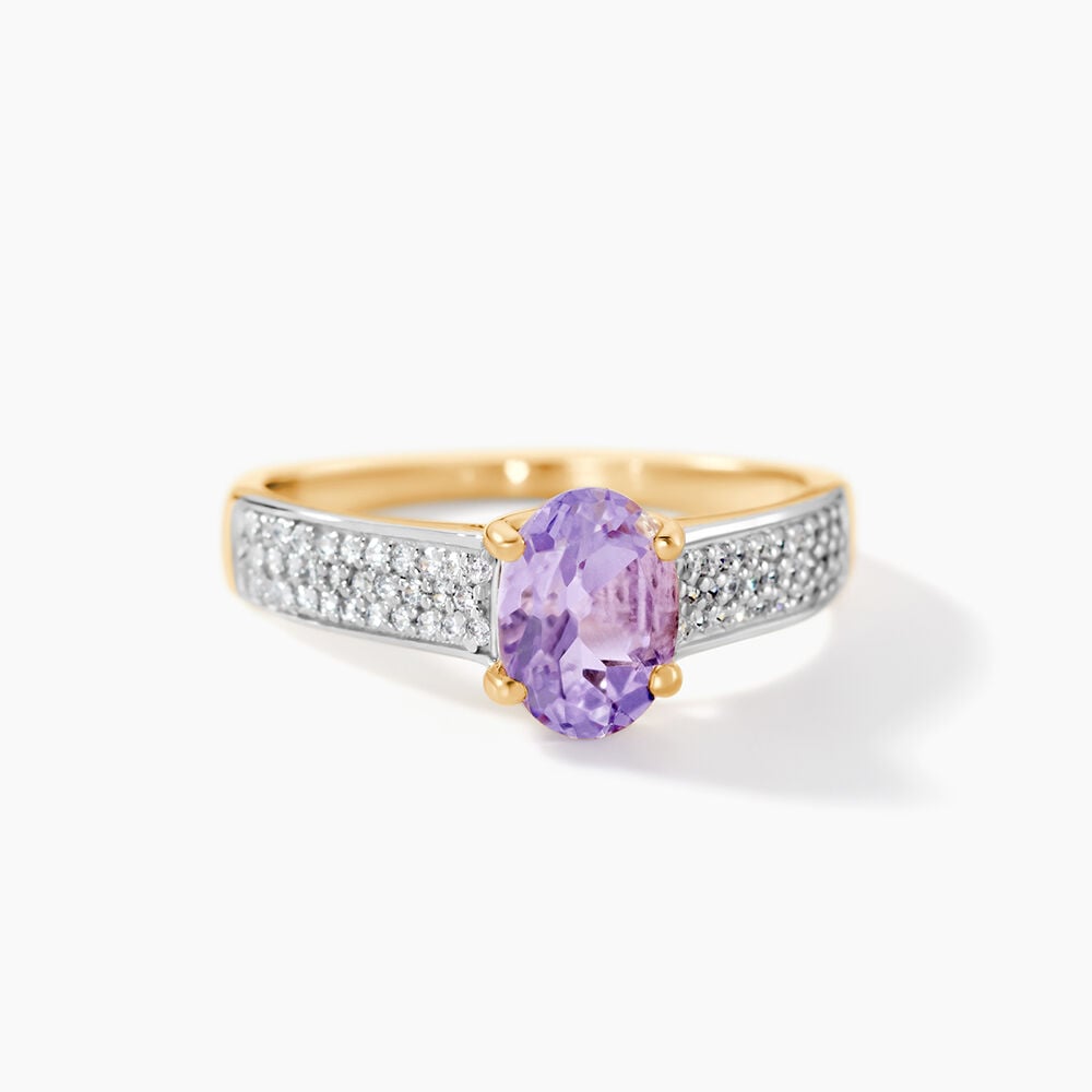 Bague Solitaire Crista Or Jauneamethyste Et Oxyde - Bagues pierres fines Femme | Marc Orian