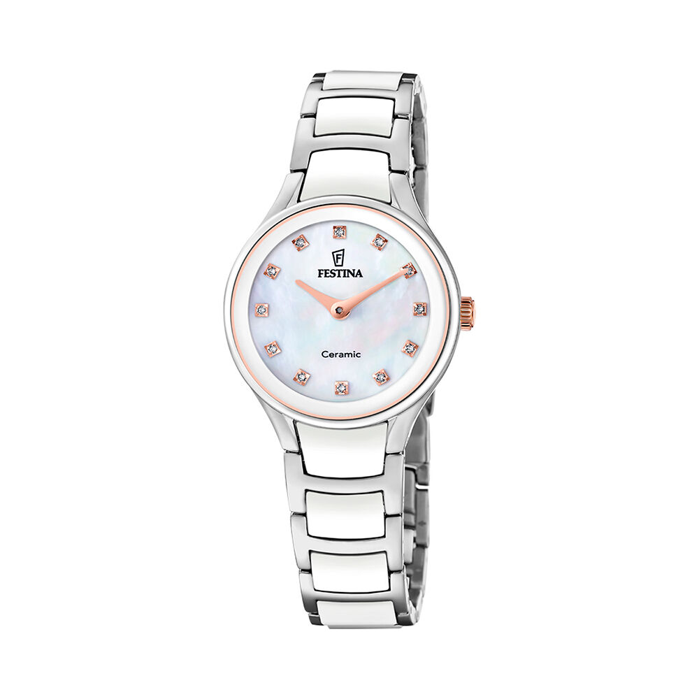 Montre Festina Ceramic Bimatiere Nacre Blanche - Montres &eacute;tanches Femme | Marc Orian