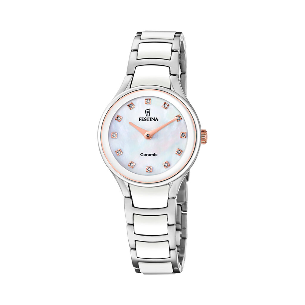 Montre Festina Ceramic Bimatiere Nacre Blanche - Montres &eacute;tanches Femme | Marc Orian
