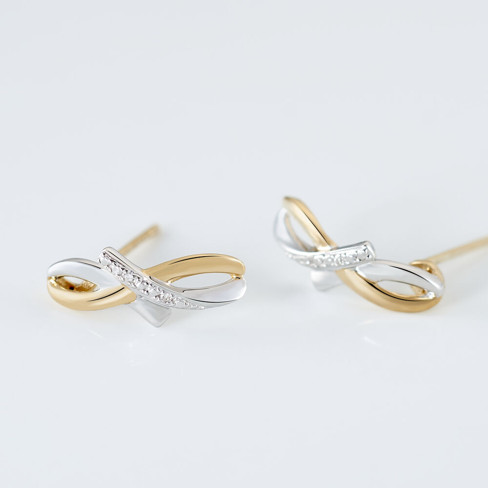 Boucles D'oreilles Puces Soukayna Or Bicolore Diamant -  Femme | Marc Orian