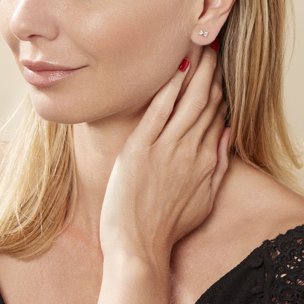 Boucles D'oreilles Puces Darina Noeud Or Jaune Oxyde De Zirconium - Puces Femme | Marc Orian