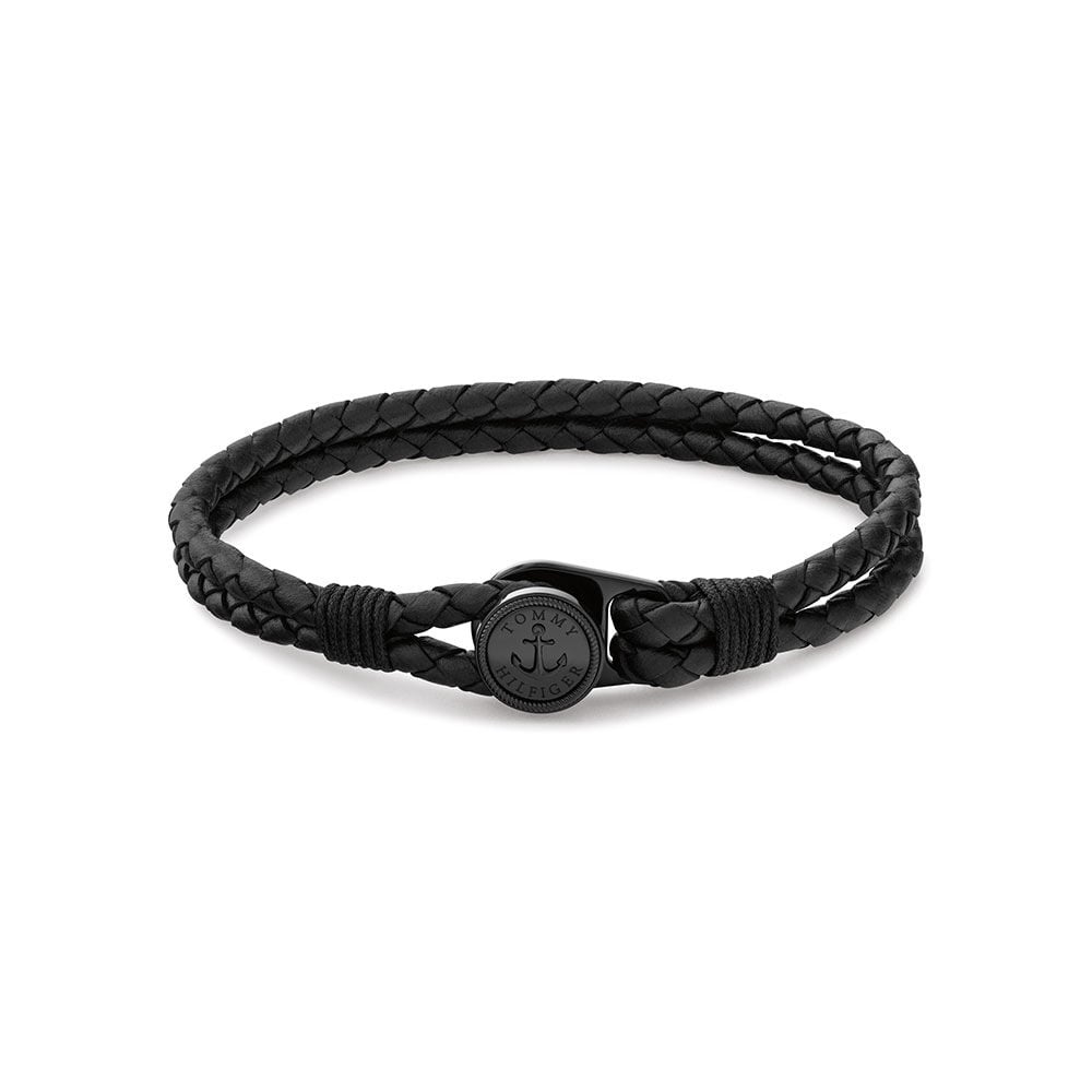 Bracelet Tommy Hilfiger Nautical Cuir De Veau Noir - Bracelets cuir Homme | Marc Orian