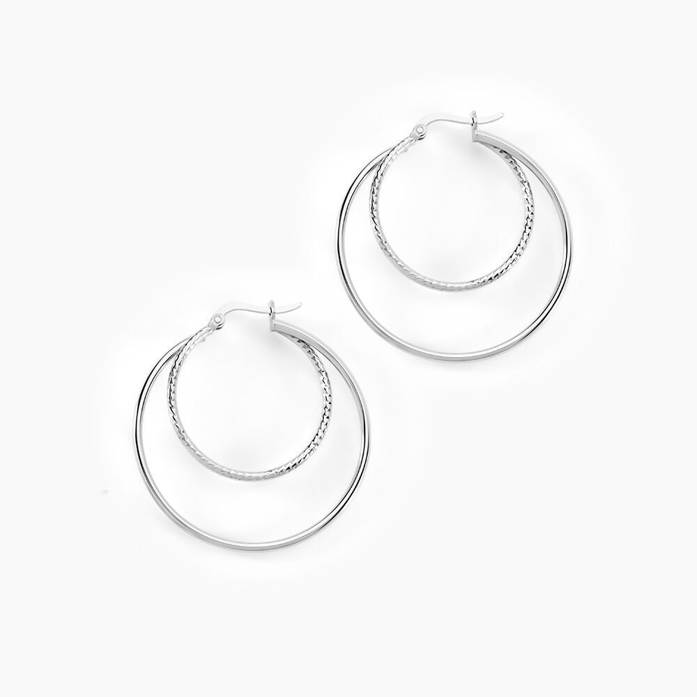 Créoles Argent Blanc Marjorie - Créoles Femme | Marc Orian