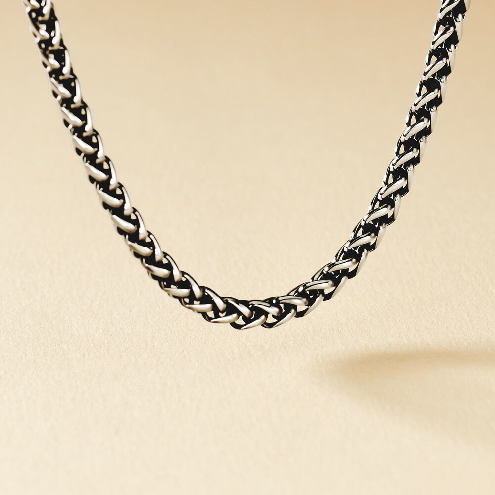 Collier Raph Maille Palmier Acier Gris - Colliers fantaisie Homme | Marc Orian