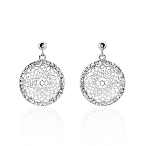 Boucles D'oreilles Pendantes Agnete Argent Blanc Oxyde De Zirconium - Pendantes Femme | Marc Orian