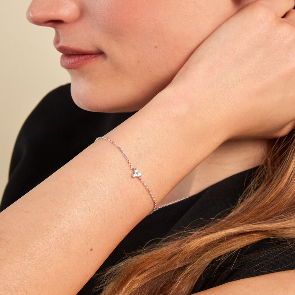 Bracelet Thylane Argent Blanc Oxyde De Zirconium - Bracelets chaînes Femme | Marc Orian