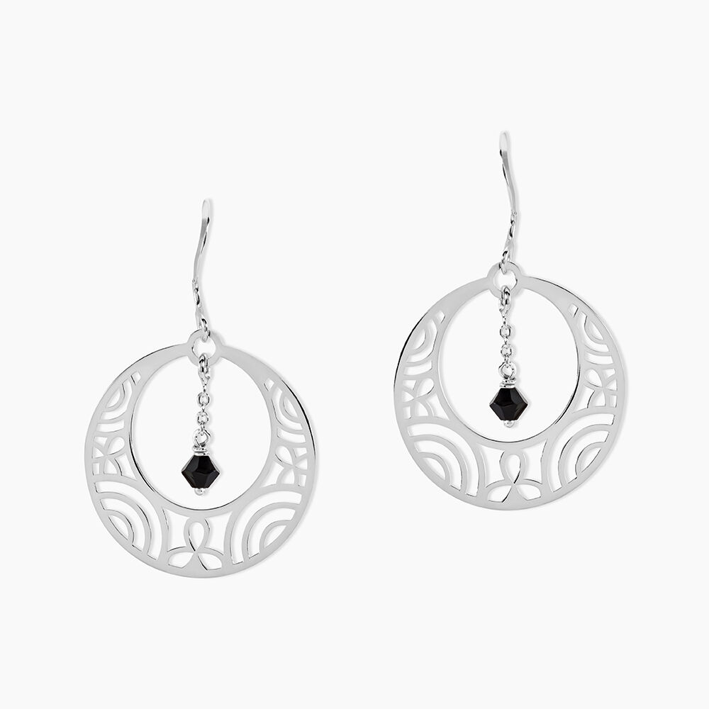 Boucles D'oreilles Pendantes Kayra Argent Blanc Pierre De Synthese - Boucles d'oreilles pampille Femme | Marc Orian