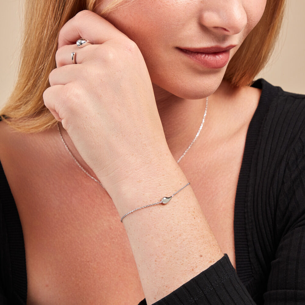 Bracelet Curve Argent Blanc - Bracelets chaînes Femme | Marc Orian