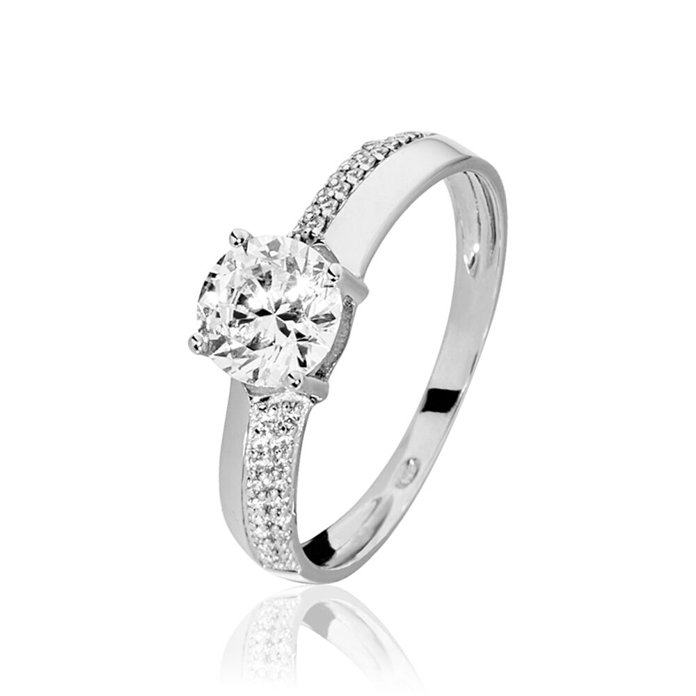 Bague Solitaire Messine Or Blanc Oxyde De Zirconium - Solitaires Femme | Marc Orian