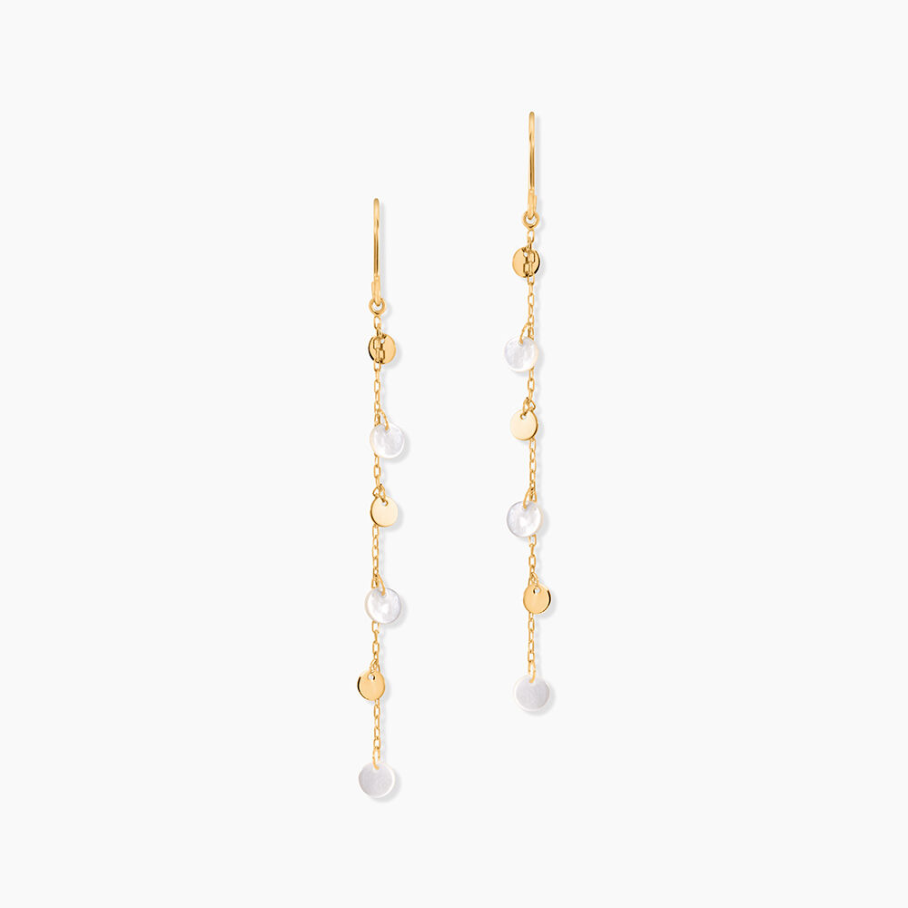 Boucles D'Oreilles Pendantes Epurea Or Jaune Nacre - Boucles d'oreilles pampille Femme | Marc Orian