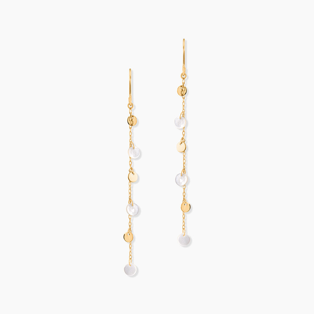 Boucles D'Oreilles Pendantes Epurea Or Jaune Nacre - Boucles d'oreilles pampille Femme | Marc Orian