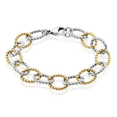 Bracelet Acier Blanc Et Dore Alparslan - Bracelets chaînes Femme | Marc Orian