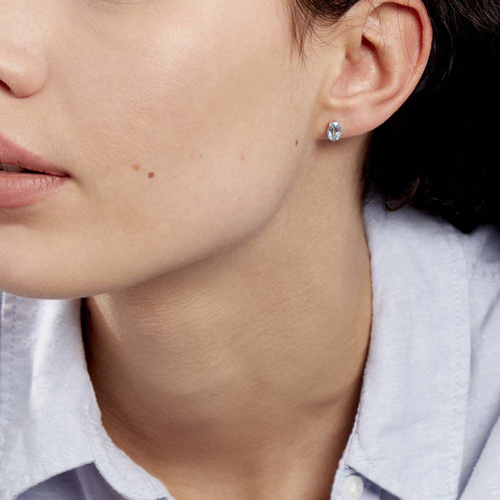 Boucles D'oreilles Puces Prudencia Or Blanc Topaze - Puces Femme | Marc Orian