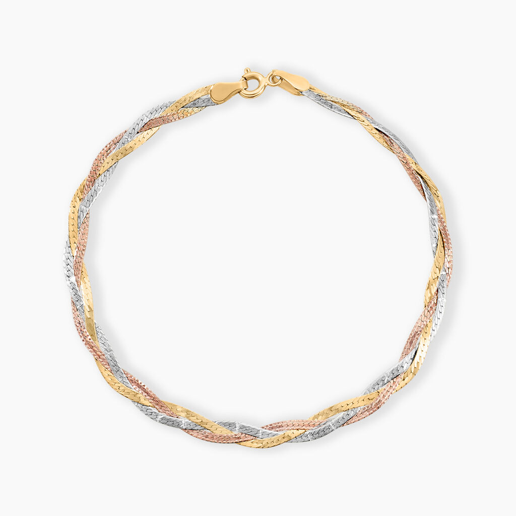 Bracelet Jasmin Tresse Or Tricolore - Bracelets Tressés Femme | Marc Orian