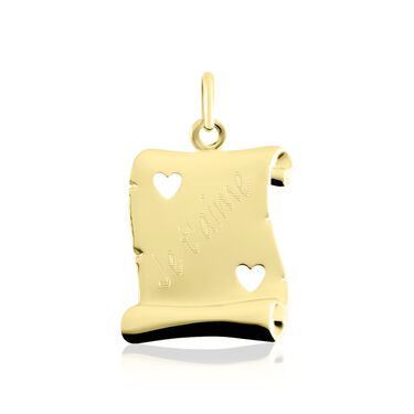 Pendentif Sirona Parchemin Message Or Jaune