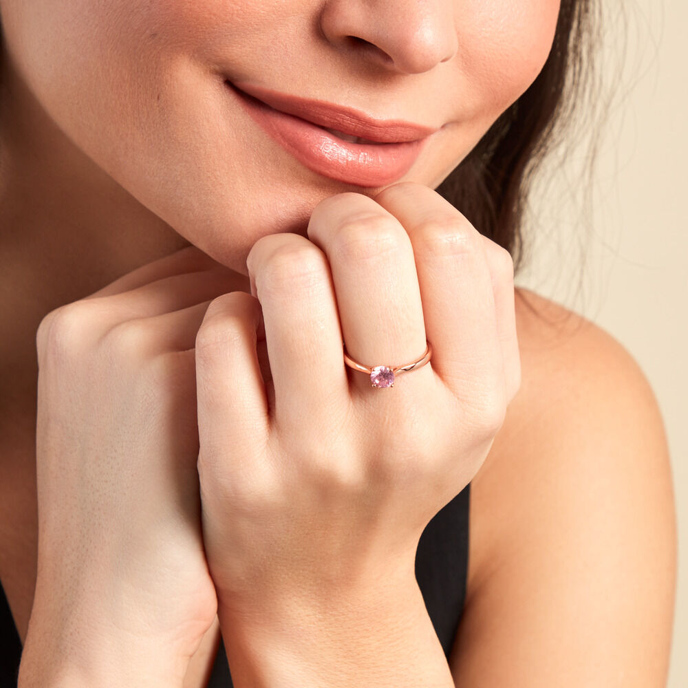 Bague Elyana Argent Rose Oxyde De Zirconium - Solitaires Femme | Marc Orian