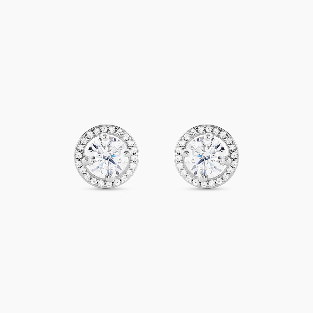 Boucles D'oreilles Puces Stelila Or Blanc Oxyde De Zirconium - Puces Femme | Marc Orian