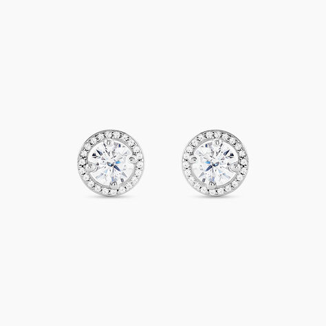 Boucles D'oreilles Puces Stelila Or Blanc Oxyde De Zirconium - Puces Femme | Marc Orian
